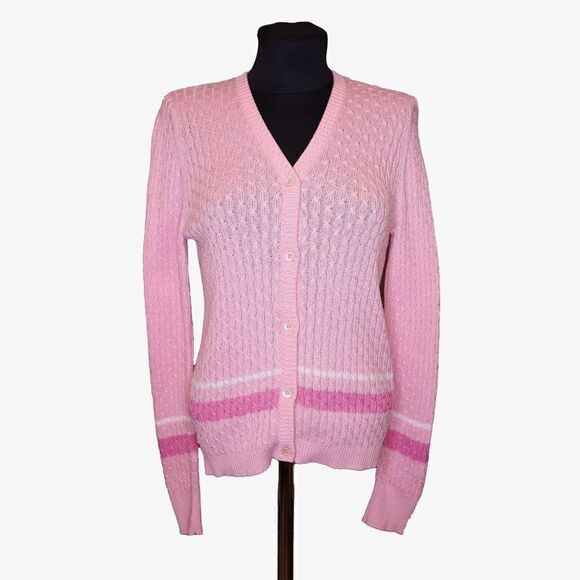 Escada Sport Cotton Pink V-Neck Cardigan Sz S - Picture 2 of 8